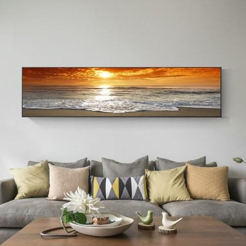 Sunsets Natural Sea Beach Landscape Posters and Prints Canvas Painting Panorama Scandinavian Wall Art Picture for Living Room
