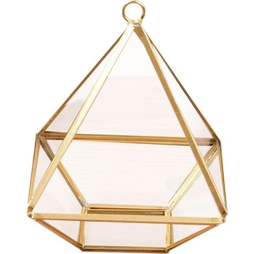 LUDA Diamond Shape Box Organizer Geometry Glass Cosmetic Storage Box Jewelry Collection Box Decoration Gift