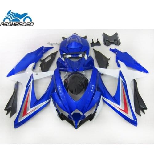 Best price Fairing kit for SUZUKI K8 K9 Injection Molding GSXR 600 750 2008 2009 2010 white blue gsxr600 fairings WF25