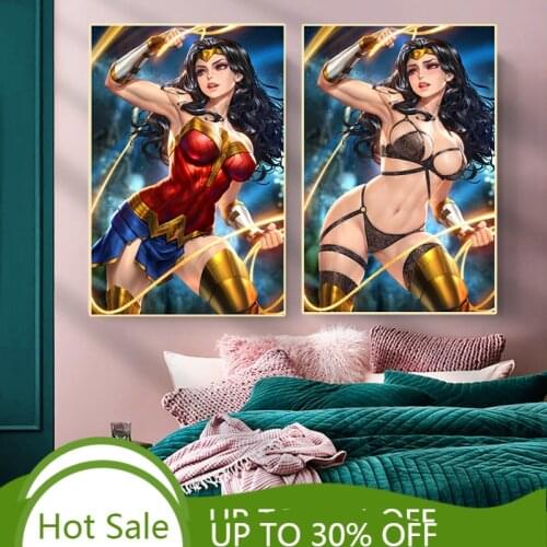 Marvel Sexy Nude Bikini Woman Anime Poster Wonder Superheroes Canvas Painting Wall Art Picture Prints for Bedroom Home Decor