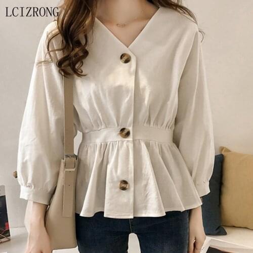 Fashion V Neck Solid Blouse Women Elegant Ladies Long Sleeve Shirt 4XL Plus Size Korean Lantern Sleeve Cardigan Tops Female