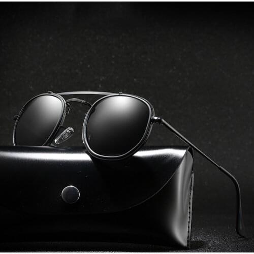 Men Pilot Double Bridge Outdoor Sports Ultralight Al-Mg Alloy Round Mirror Polarized Sunglasses Custom Made Myopia Lens -1 to -6