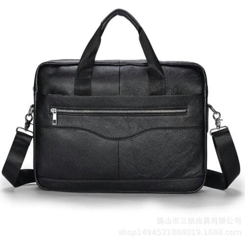Famous design briefcase mens Genuine leather bag First layer cowhide leather Totes handbag zipper horizontal Laptop briefcase