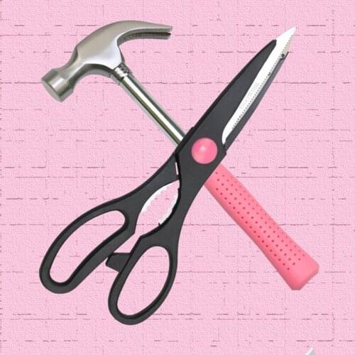 39PCS Pink Tool Kit for Girls Ladies Women All Purpose Household Repairing Tools for Home Garage Office and College SCIE999