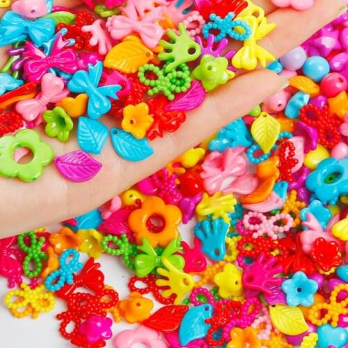 Solid Color Fancy Cute Flower Bow Butterfly Acrylic Loose Spacer Beads Charms for DIY Earring Bracelet Necklace Jewelry Making