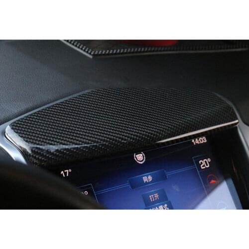 Carbon Fiber Car Interior Navigation Panel Decal Cover Trim For Cadillac SRX 2010-2015