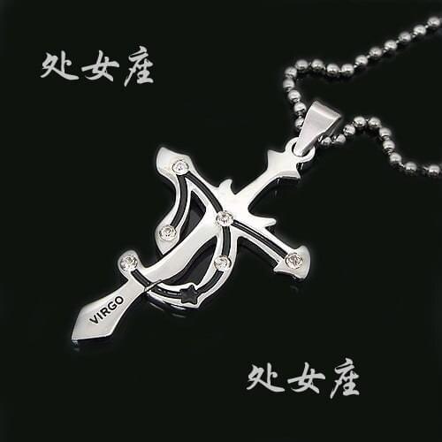 Twelve constellation VIRGO couplesl Cross 316L Stainless Steel pendant necklaces necklace jewelry wholesale