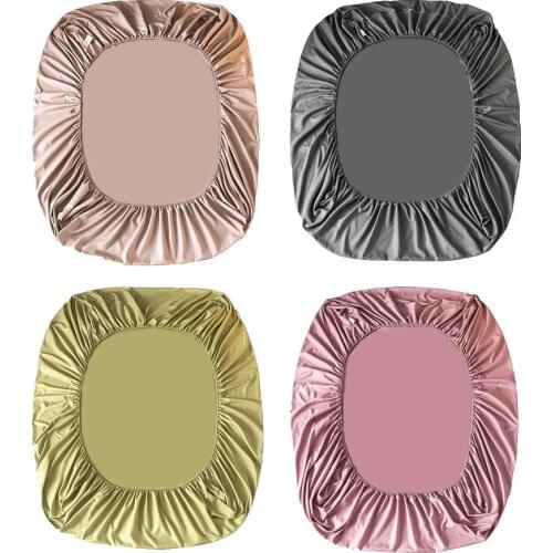 WOSTAR 100% Polyester 1pc solid fitted sheet mattress cover four corners with elastic band king size bed sheet (No pillowcase)