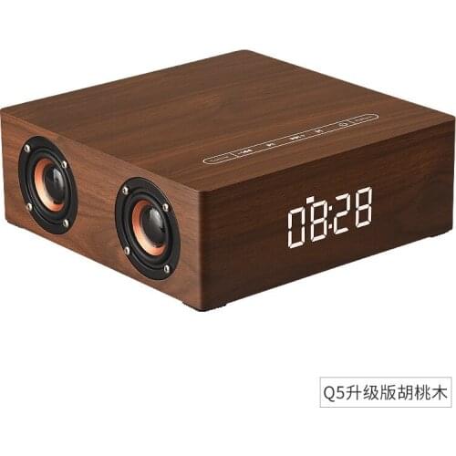 Q5C clock version wooden Bluetooth speaker home mobile phone desktop computer alarm clock audio