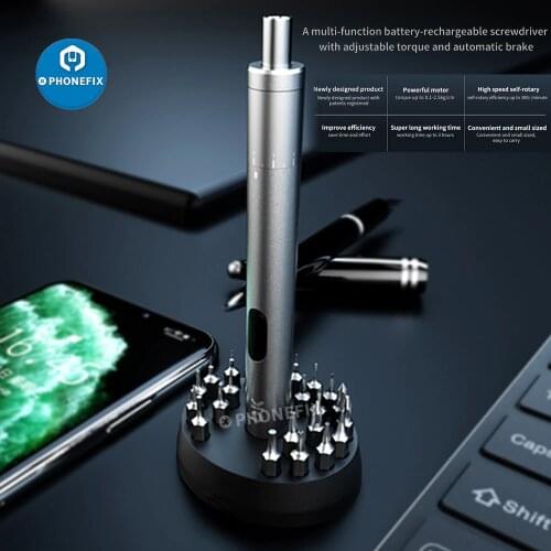 TBK BK008 Torque Adjustable Electric Screwdriver Rechargeable Cordless Power Drill with 24pcs bits for iPhone Samsung Repair