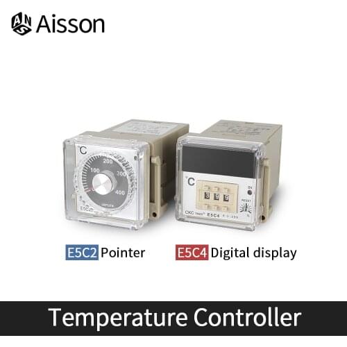 E5C2 E5C4 Temperature Controller Pointer knob Digital display AC 220V 0-399℃ Relay Output K Input With Socket