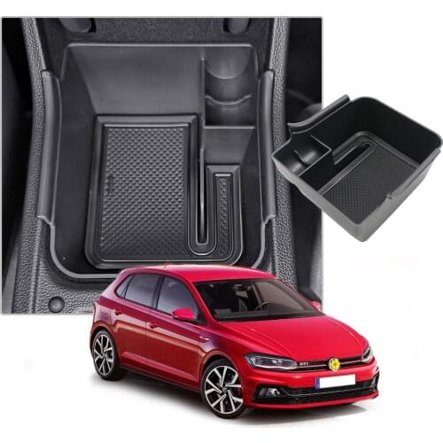 RUIYA For POLO MK6 2018 2019 2020 Car Armrest Box Storage Central Control Container Auto Interior Organizer Accessories Black