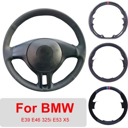 DIY Hand Sewing Leather Car Steering Wheel Cover For BMW E39 E46 325i E53 X5 Auto Interior Customized Steering Wheel Wrap