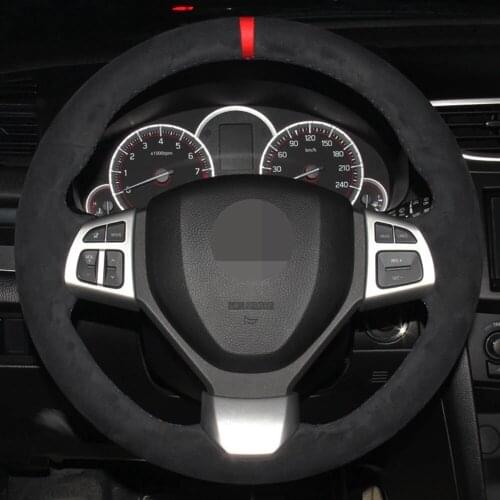 DIY Black Suede Hand-Sewn Car Steering Wheel Cover For Suzuki Swift Sport 2012 2013 2014 2015 2016 2017 Vitara S 2016 2017—2019