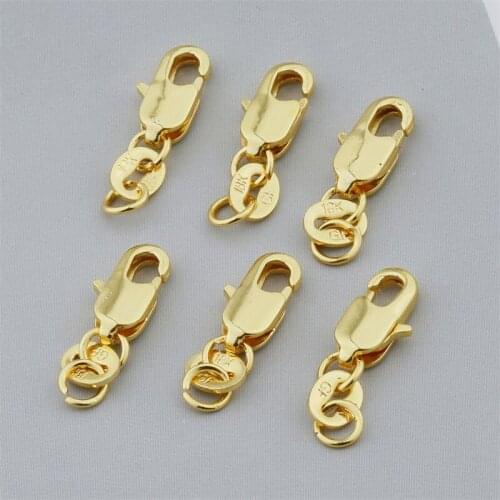 10-50pcs 18K GF Gold Plated Copper Jewelry Connectors Buckle Lobster Clasps Crimp End Necklace Bracelet Accessories 17*5mm