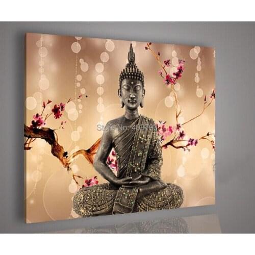 MODERN ABSTRACT HUGE LARGE CANVAS ART OIL PAINTING 1P light brown background buddha paintings no framed
