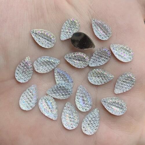 40pcs 8x13mm Tear Drop Shape Acrylic Rhinestones 40Pcs Glue On Flatback Pointed Stones Strass For DIY Crafts Jewelry Making HW07