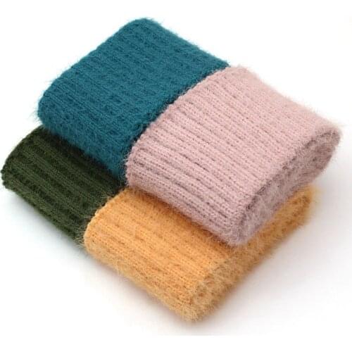 Faux Velvet Ribbed Fabric Neckline Fleece Spandex Cuff Fabric For Winter Collar And Coat KA15