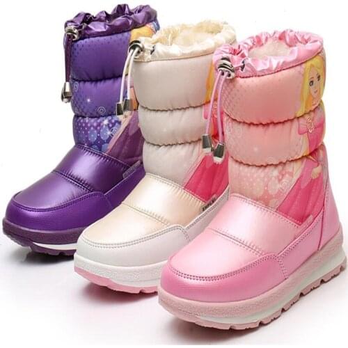 Waterproof non-slip girl boots winter boots baby princess in the tube childrens wool thick snow boots cotton shoes