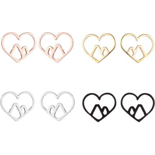 SMJEL Stainless Steel Hollow Heart Earrings for Women Geometric Earings Ear Studs For Kids New Year Gift