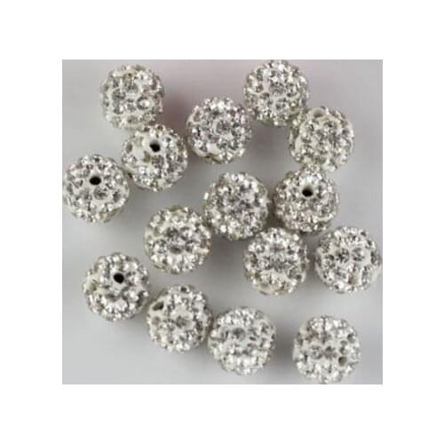 10mm 8mm 6mm 12mm 14mm 50 pcs/lot can choose mixed white j4363 round disco Crystal Beads Bracelet necklace ball