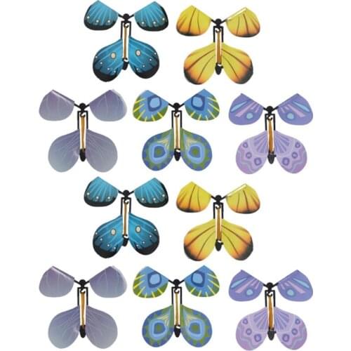 10 Pcs Flying in the Book Fairy Rubber Band Powered Wind Up Butterfly Toy Funny Gifts