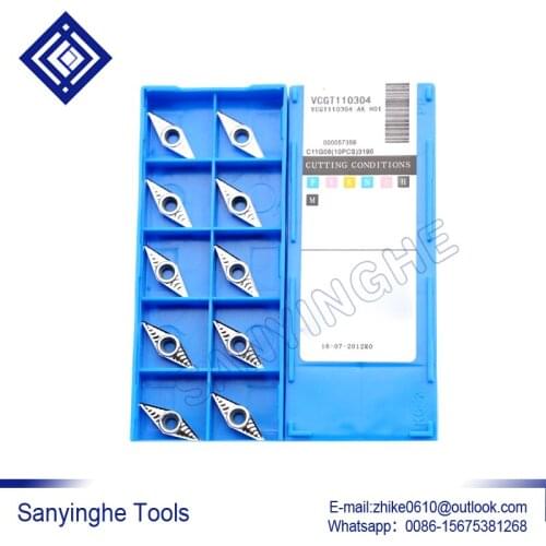 Free shipping high quality sanyinghe 10pcs/lots VCGT221-AK / VCGT110304-AK N11 cnc carbide turning inserts for aluminum