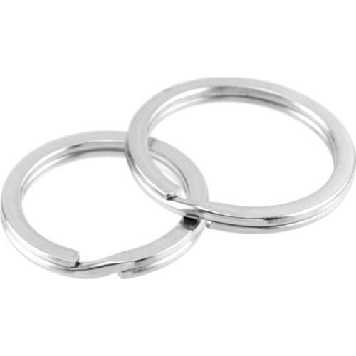 100% Stainless Steel 2mm Split Key Ring 25mm/30mm/32mm/35mm Flat Key Chain DIY Keyring Connectors for Jewelry Making