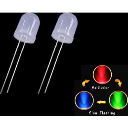 1000pcs 8mm Diffusers Round Emitting Diode LED Lamps RGB Slow Flashing Red Green Blue 3 Colors Changing Multicolor Flicker