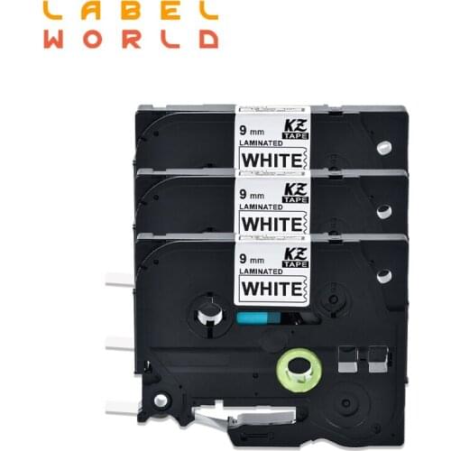 3 PACK Label World Tze221 9mm Compatible laminated tze-221 Black on white Label ribbon tze-221 for brother p-touch
