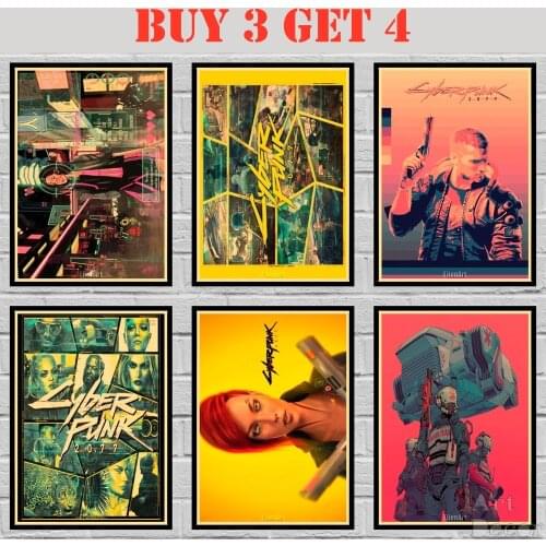 41 Designs Game Future World Kraft paper Poster Cyber Artwork Painting Abstract Fancy Wall Sticker 42X30cm