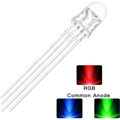 50PCS 5mm full-color LED RGB red/green/blue Common Cathode/Anode Four feet transparent highlight color light 5mm diode colorful