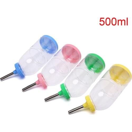500ml Plastic Hamster Drinker Water Bottle Dispenser Feeder Hanging Pet Dog Guinea Pig Squirrel Rabbit Drinking Head Pipe