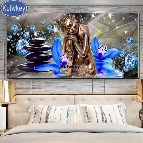 5d Diy diamond painting Blue Lily Stone Buddha Art full square Round Drill embroidery Sale 3d Picture Of Rhinestone cross stitch
