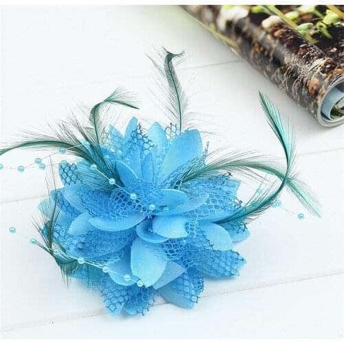 8pcs Belly dance headdress flower Latin dance headdress flower show stage Feather headdress flower wedding feather headdress