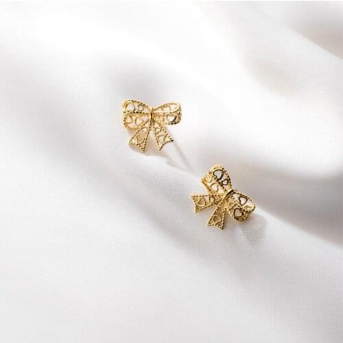 AIFENAO Genuine 925 Sterling Silver Bow Stud Earrings For Women Bowknot Luxury Jewelry Korean Trendy Girl Party Gift Wholesale
