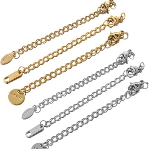 10pcs/lot Stainless Steel Tag Extended Tail Chain Lobster Clasps Connector DIY Jewelry Making Findings Bracelet Necklace Craft