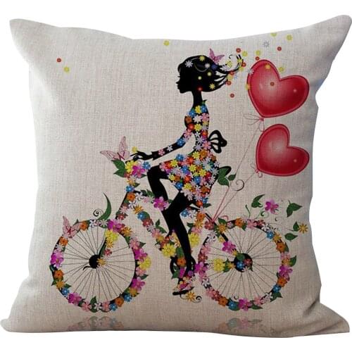 Girl Flowers Cushion Cover 45*45cm Pillows Cases Sofa Home Decor Lovely Pillow Case Velvetpillowcases Decorative Pillowcover