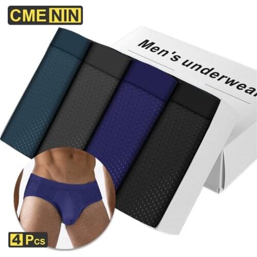 CMENIN 4pcs/lot Breathable Mesh Mens Underwear Briefs Mens Bodysuit Male Comfortable Solid Briefs Underpants for Men Brief 2021