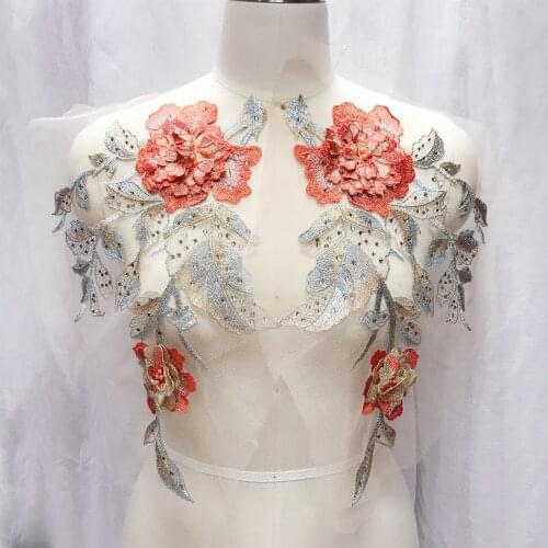 Flower Lace Applique Patch Embroidery DIY Lace Fabric Neckline Collar Sewing Applique Supplies Scrapbooking DIY Craft