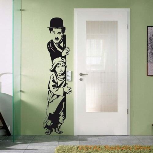 Decor Chaplin and Kid Wall Stickers Vinyl Movie Star Decal House Decoration for Living Room Bedroom Kitchen Single-piece Package