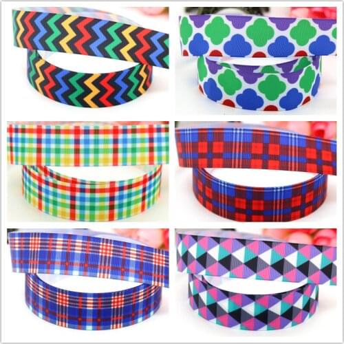 DHK 7/8'' 5yards chevron plaid printed grosgrain Ribbon headwear hair bow diy party decoration OEM 22mm E1201