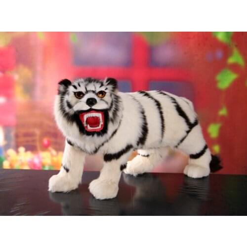 Simulation tiger large 55x30cm white tiger toy fur hard model handicraft decoration gift h1239