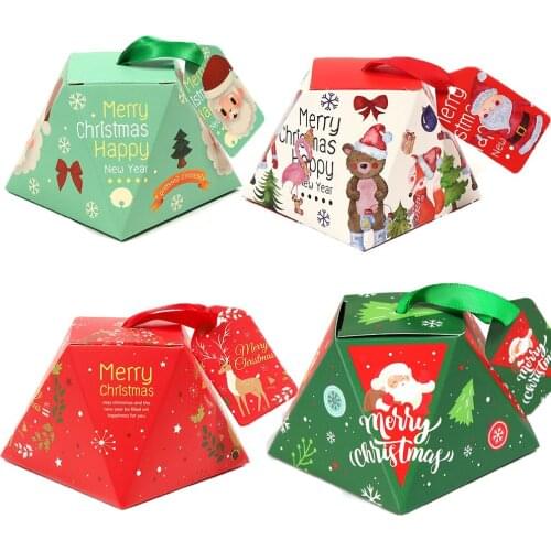 New Candy Box Christmas Gift Boxes Christmas Decorations for Home Gift Bags with ribbon Packaging Paper Bag Party Favor Supplies