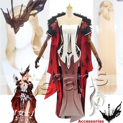 Genshin Impact Fatui Executive Officer NPC Cosplay Costume Game Suit Uniform Halloween La Signora Cosplay Outfits Accessories