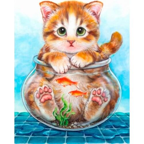 Square Full DIY Diamond Painting Cartoon Cat Full Drill Landscape Rhinestone cross stitch kits handmade embroider Crafts gift