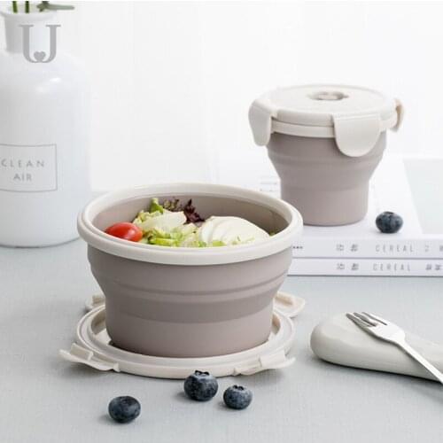 Creative food grade silica gel lunch box can be heated in microwave oven, portable folding lunch box food container bento box