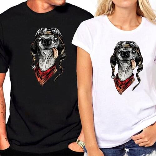 Cartoon Animal Dog Printing Summer Women Short Sleeve Harajuku T-Shirt O-Neck Casual Sport Unisex Couple Tee