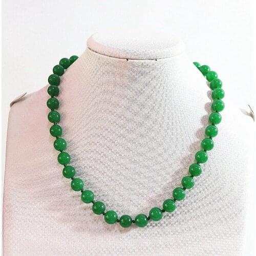 Malaysia chalcedony natural stone green jades round beads 6mm 8mm 10mm 12mm 14mm chain strand women necklace jewelry 18inch B727