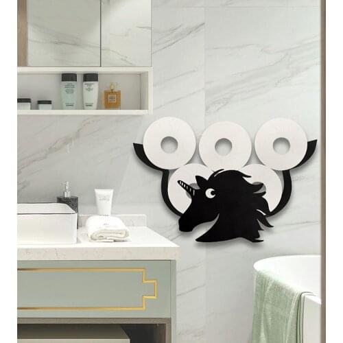 Cute Animal Shape Wall-Mounted Toilet Paper Roll Holder Bathroom Kitchen Tissue Storage Stand Rack Cast Iron Roll Storage Holder